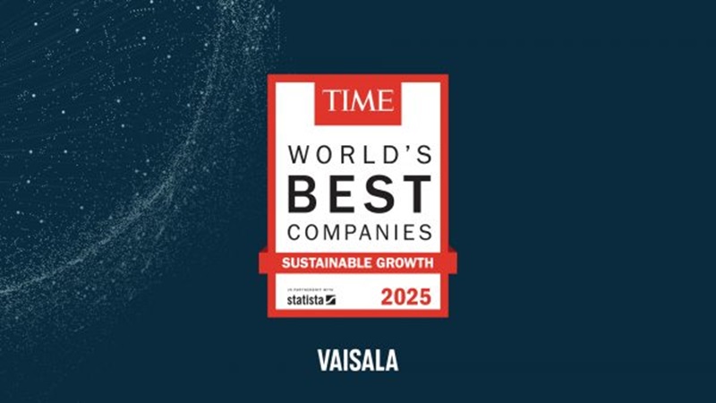 Vaisala ได้รับการยอมรับจาก TIME ด้านการเติบโตอย่างยั่งยืนและนวัตกรรมอุตสาหกรรม
